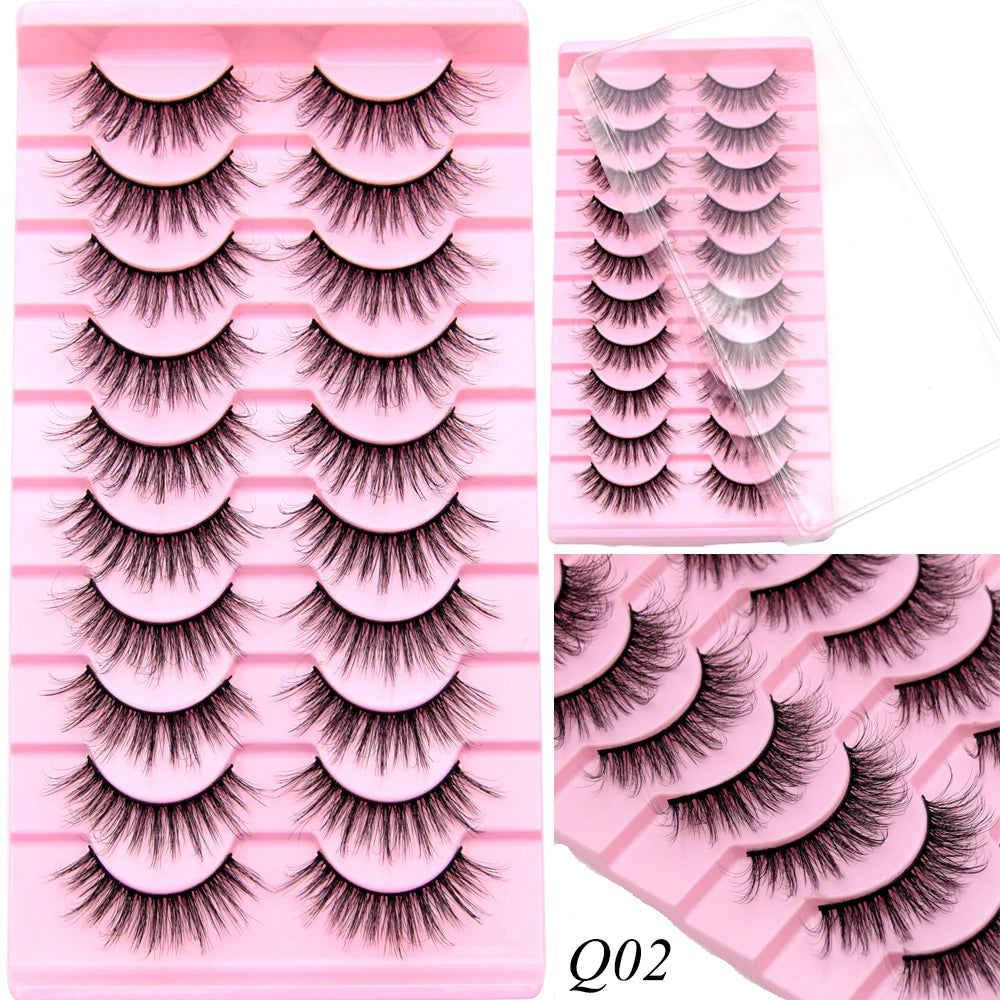 Visofree 3/10 Pairs Faux Mink Lashes Make Up Eyelashes Thick False Cils Reusable Eyelash Extension Hand Made Fake Eyelashes Q01