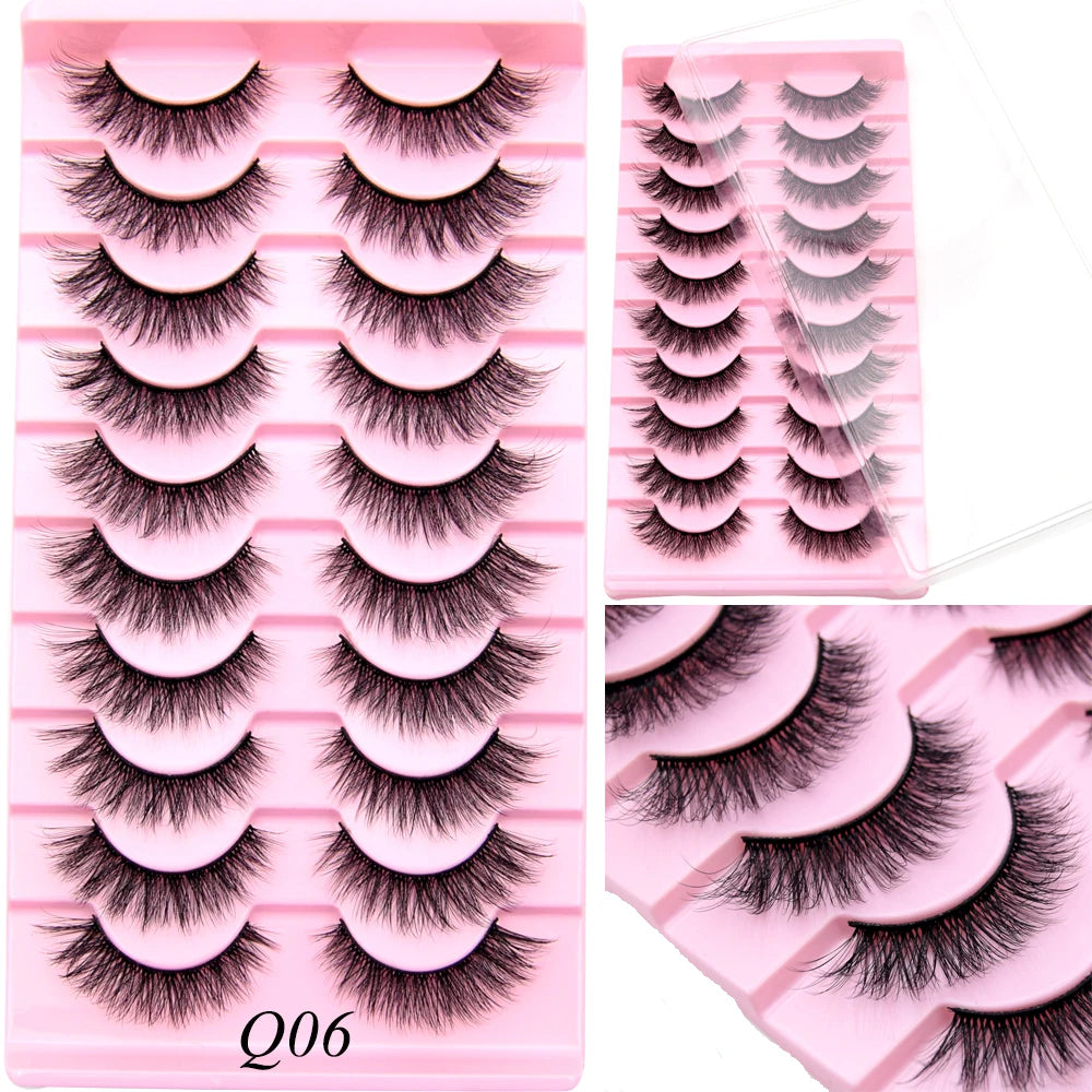 Visofree 3/10 Pairs Faux Mink Lashes Make Up Eyelashes Thick False Cils Reusable Eyelash Extension Hand Made Fake Eyelashes Q01