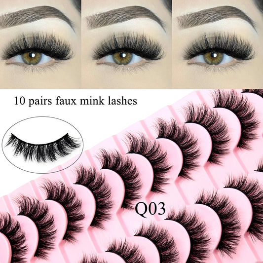 Visofree 3/10 Pairs Faux Mink Lashes Make Up Eyelashes Thick False Cils Natural Eyelash Extension Hand Made Fake Eyelashes Q03