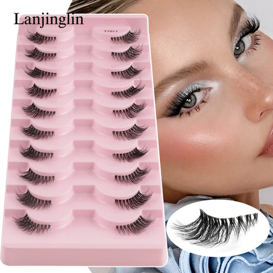 Falsche Wimpern 3/5/10 Paare Halb-Wimpern Katzenaugen Natürlicher Look Faux Cils Wispy 3D Mink Wimpernverlängerung Make-up Werkzeuge Cílios