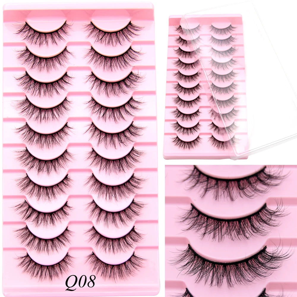 Visofree 3/10 Pairs Faux Mink Lashes Make Up Eyelashes Thick False Cils Reusable Eyelash Extension Hand Made Fake Eyelashes Q01