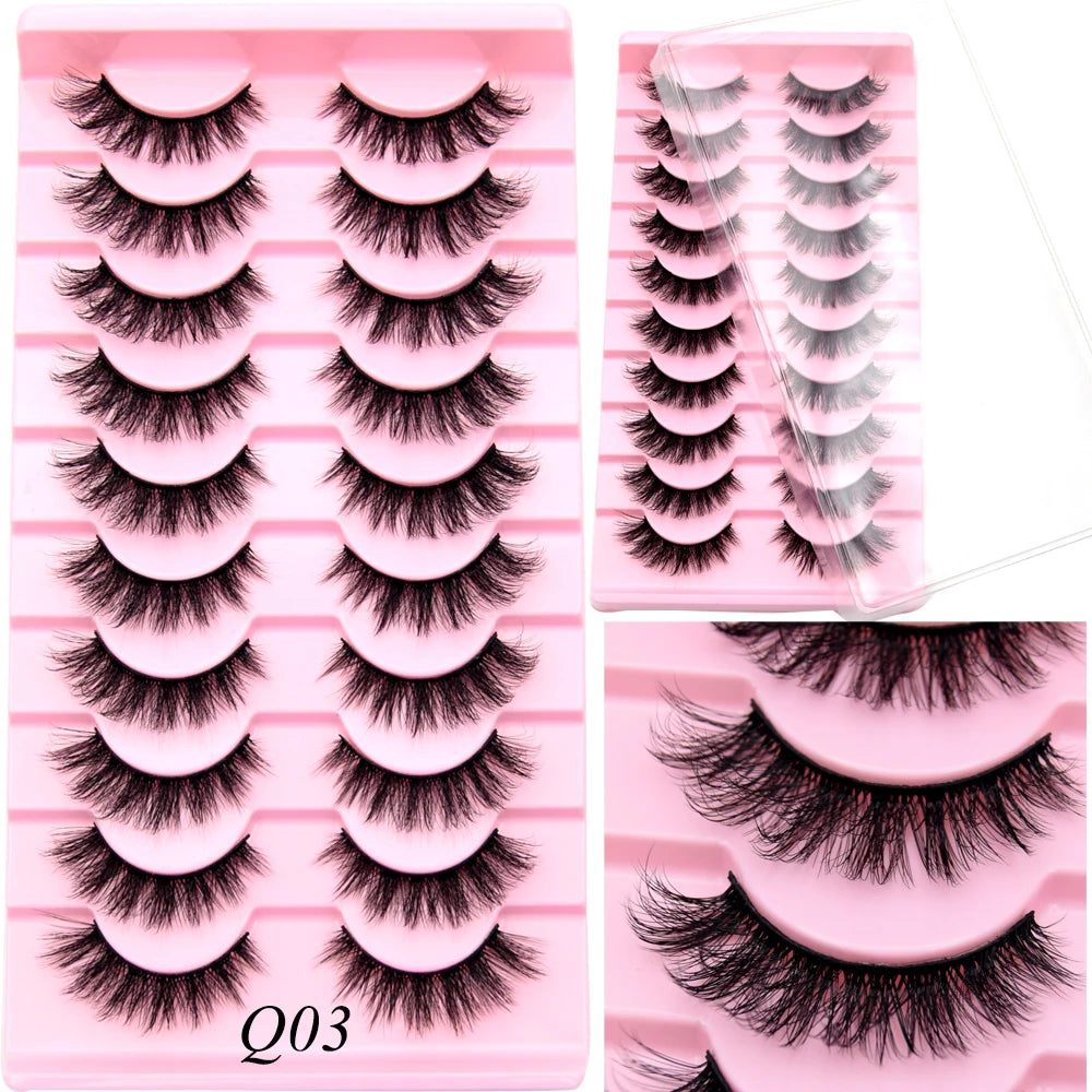 Visofree 3/10 Pairs Faux Mink Lashes Make Up Eyelashes Thick False Cils Reusable Eyelash Extension Hand Made Fake Eyelashes Q01