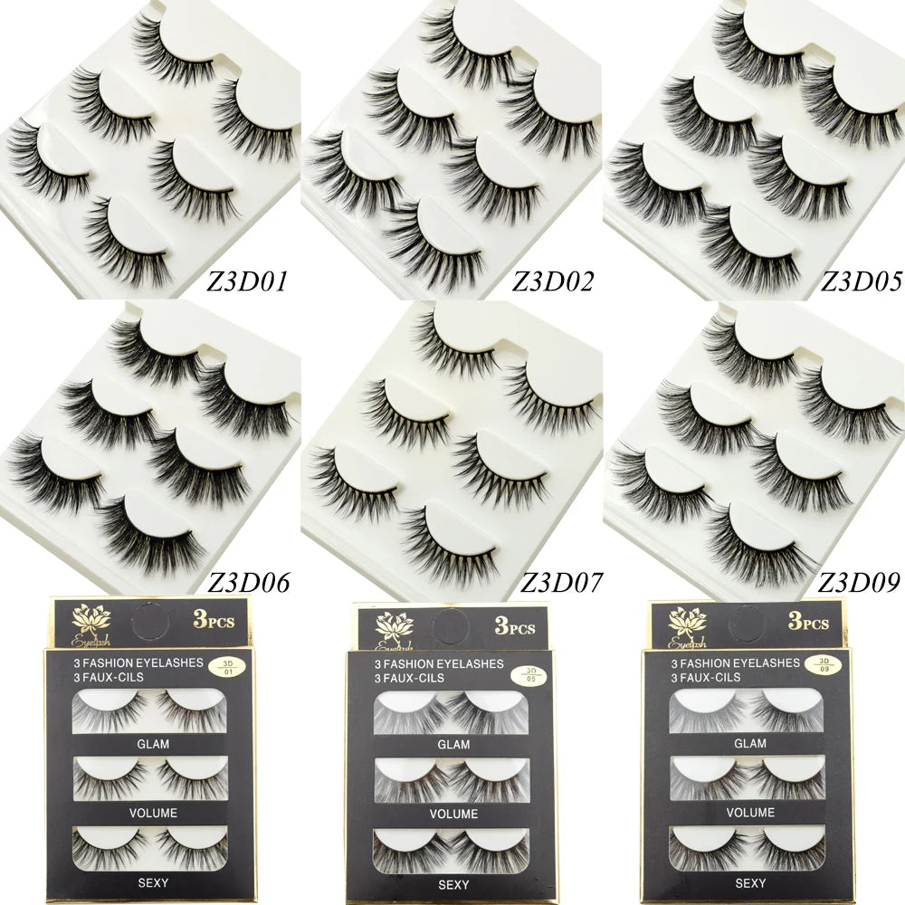 Visofree 3/10 Pairs Faux Mink Lashes Make Up Eyelashes Thick False Cils Reusable Eyelash Extension Hand Made Fake Eyelashes Q01